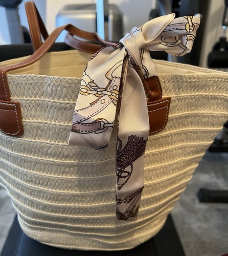 Strohtasche lederhenkel tote - strohtasche,